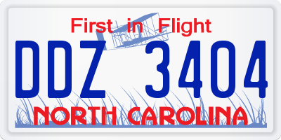NC license plate DDZ3404