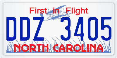 NC license plate DDZ3405