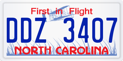 NC license plate DDZ3407