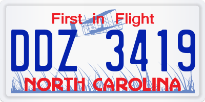 NC license plate DDZ3419
