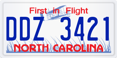 NC license plate DDZ3421