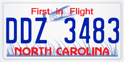 NC license plate DDZ3483