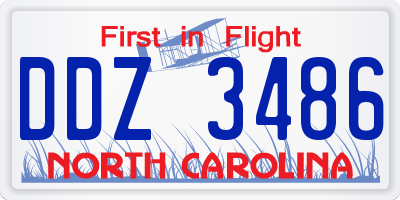 NC license plate DDZ3486