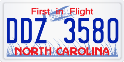 NC license plate DDZ3580