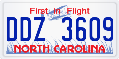 NC license plate DDZ3609