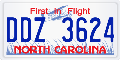 NC license plate DDZ3624