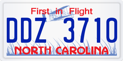 NC license plate DDZ3710
