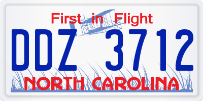 NC license plate DDZ3712