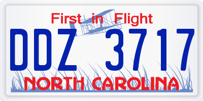 NC license plate DDZ3717