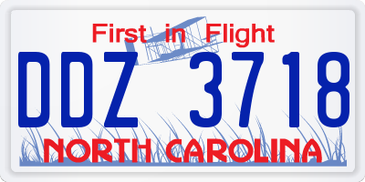 NC license plate DDZ3718