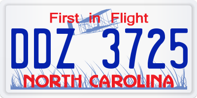 NC license plate DDZ3725