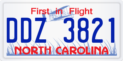 NC license plate DDZ3821