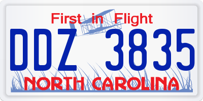 NC license plate DDZ3835