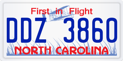 NC license plate DDZ3860