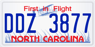 NC license plate DDZ3877