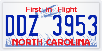 NC license plate DDZ3953