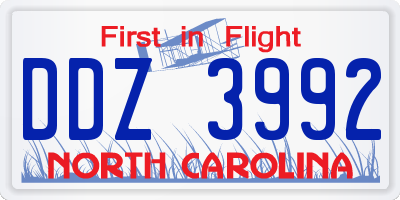 NC license plate DDZ3992