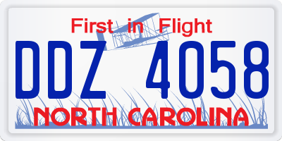 NC license plate DDZ4058