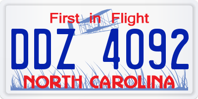 NC license plate DDZ4092