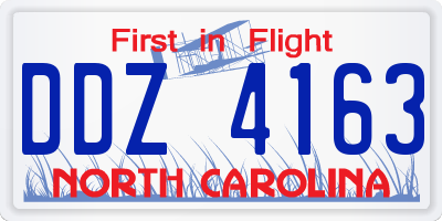 NC license plate DDZ4163
