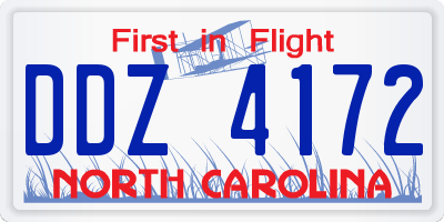 NC license plate DDZ4172