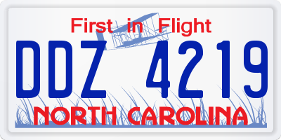 NC license plate DDZ4219