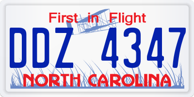 NC license plate DDZ4347
