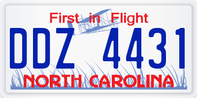 NC license plate DDZ4431