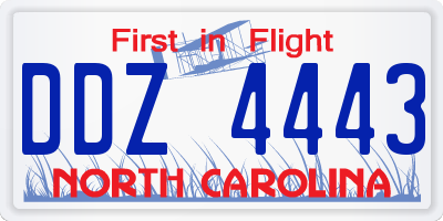 NC license plate DDZ4443