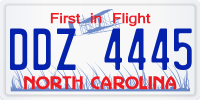 NC license plate DDZ4445