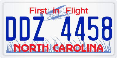 NC license plate DDZ4458