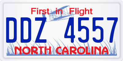 NC license plate DDZ4557