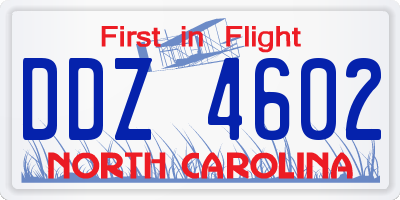 NC license plate DDZ4602