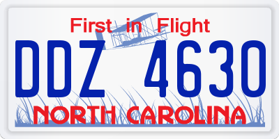 NC license plate DDZ4630