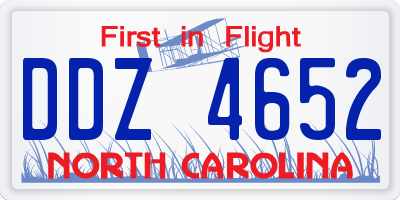 NC license plate DDZ4652