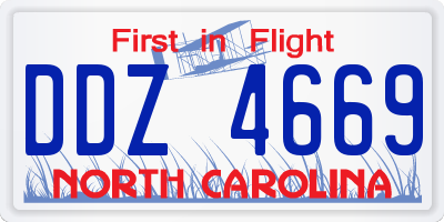 NC license plate DDZ4669