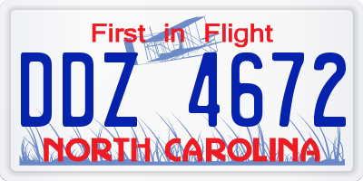 NC license plate DDZ4672