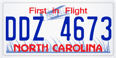 NC license plate DDZ4673