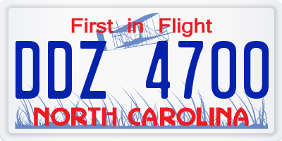 NC license plate DDZ4700