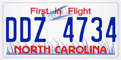 NC license plate DDZ4734