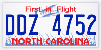NC license plate DDZ4752