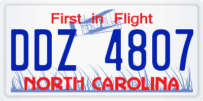 NC license plate DDZ4807