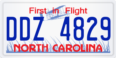 NC license plate DDZ4829