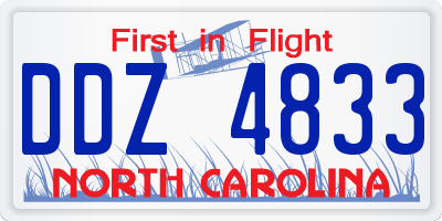 NC license plate DDZ4833