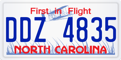 NC license plate DDZ4835