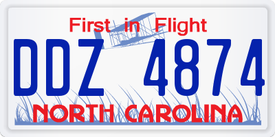 NC license plate DDZ4874
