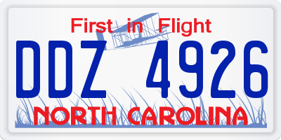 NC license plate DDZ4926