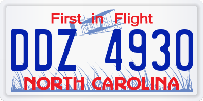 NC license plate DDZ4930