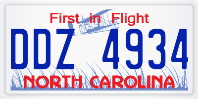 NC license plate DDZ4934