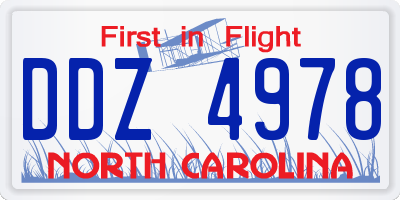 NC license plate DDZ4978